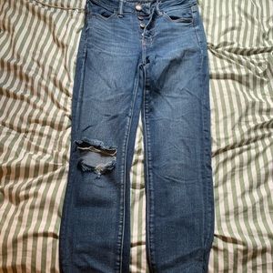 dark wash high rise 4-button jeans